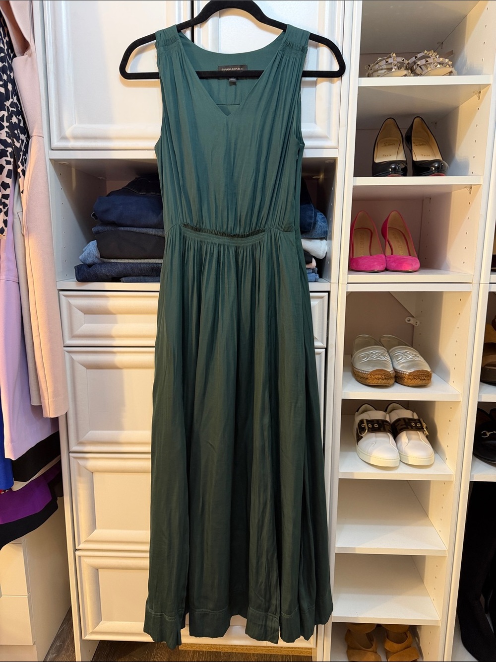 Banana Republic Forest Green Sleeveless Maxi Dress